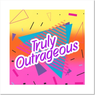 80's Throwback Truly Outrageous Neon Yellow, Orange, Pink Ombre Posters and Art